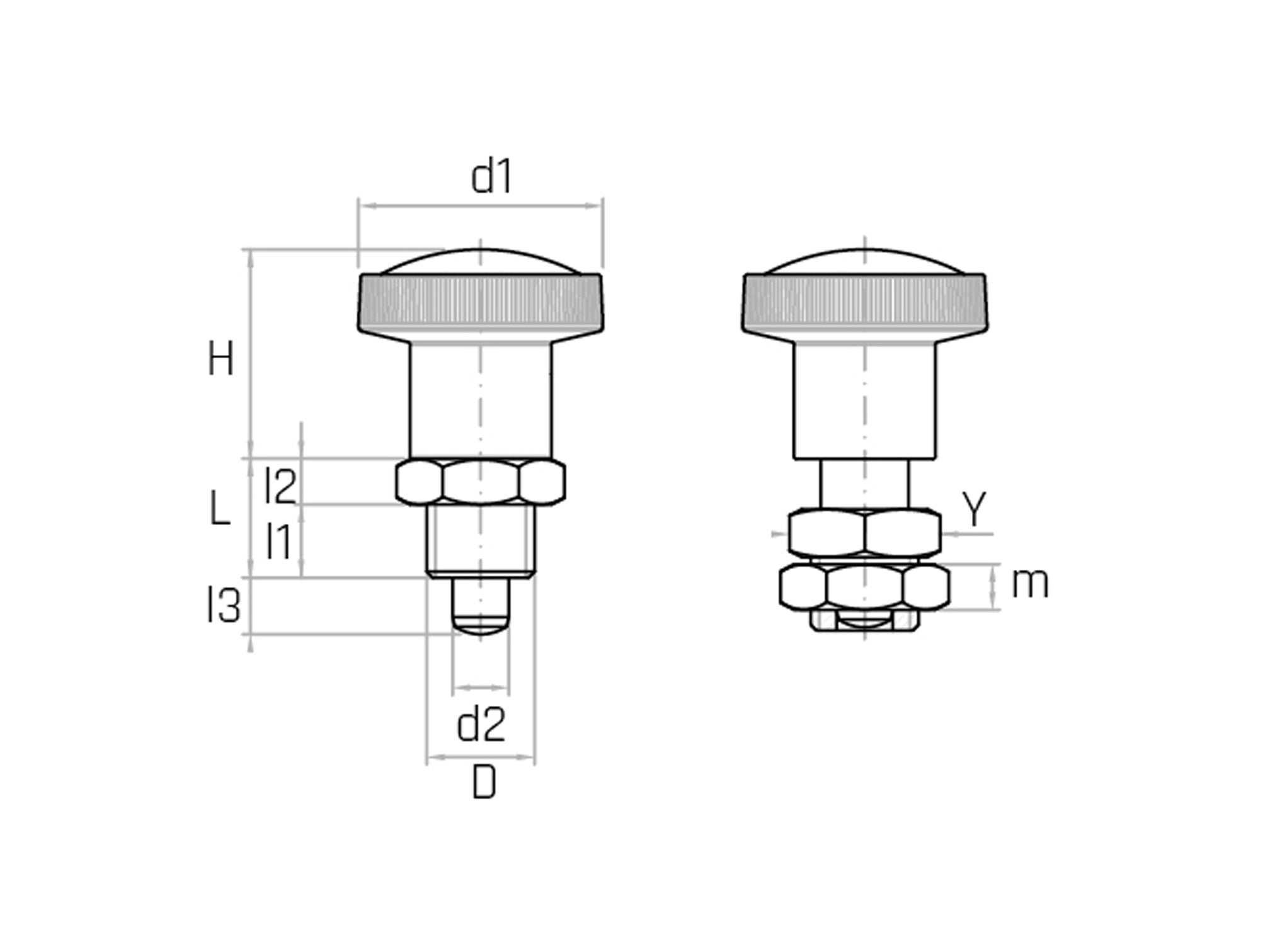 Poussoir à ressort avec pointe en acier - modèle PRA et PRA/C - Gamme  Poussoir à ressort avec pointe en acier - modèle PRA et PRA/C - Gamme